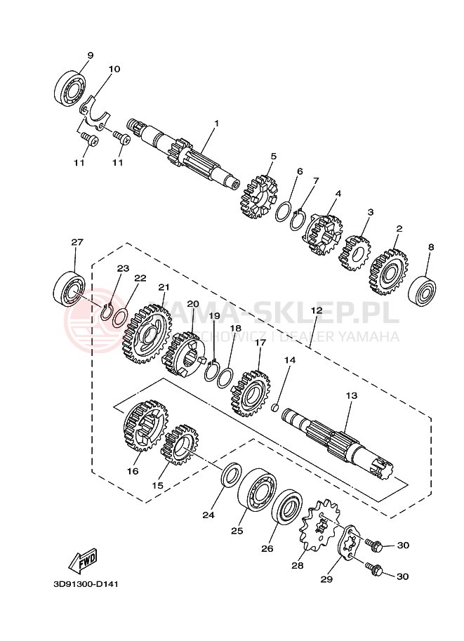Schemat "Skrzynia biegów " do Yamaha XT125R