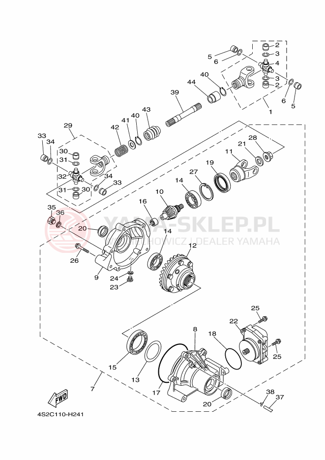 Schemat "Wał napędowy przód" do Yamaha GRIZZLY 350