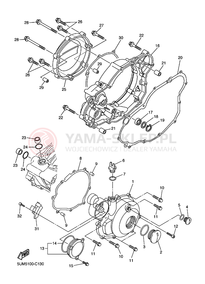 Schemat "Pokrywa silnika" do Yamaha WR250F