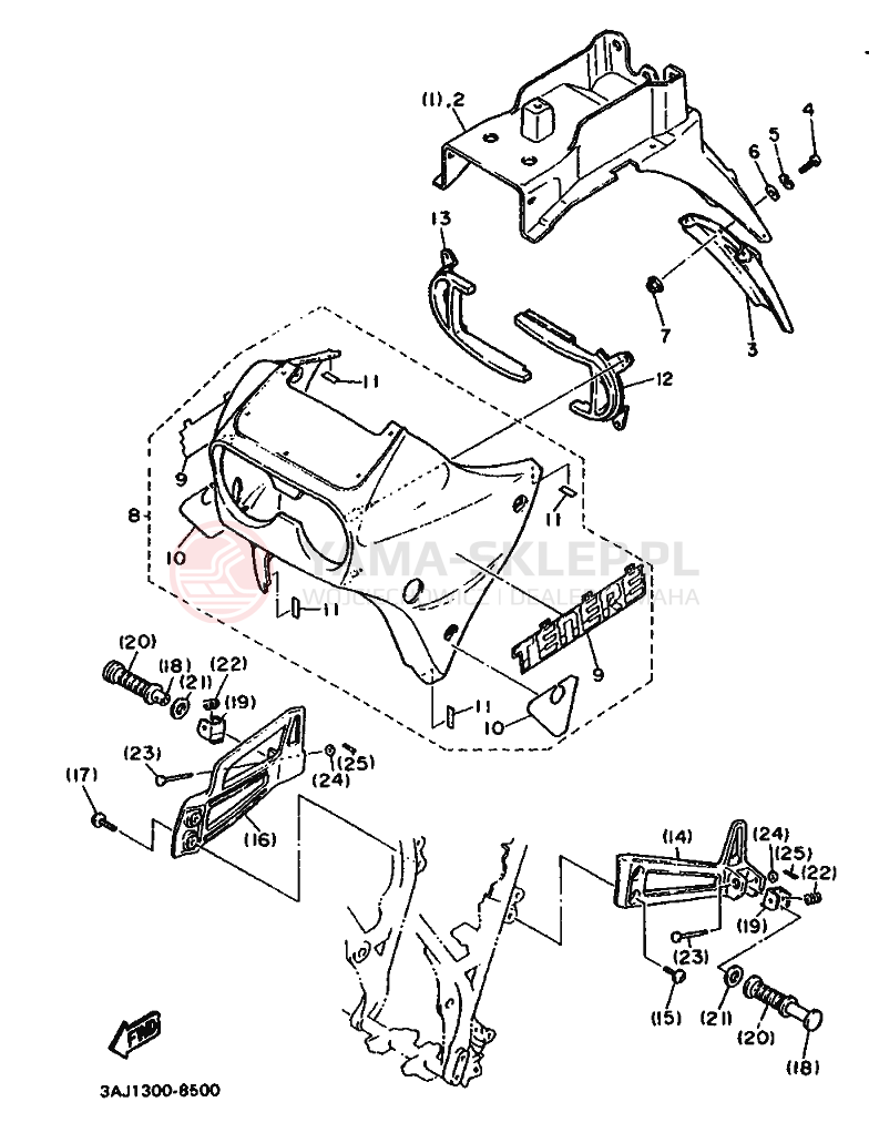 Schemat "układ elektryczny" do Yamaha XT600Z TENERE