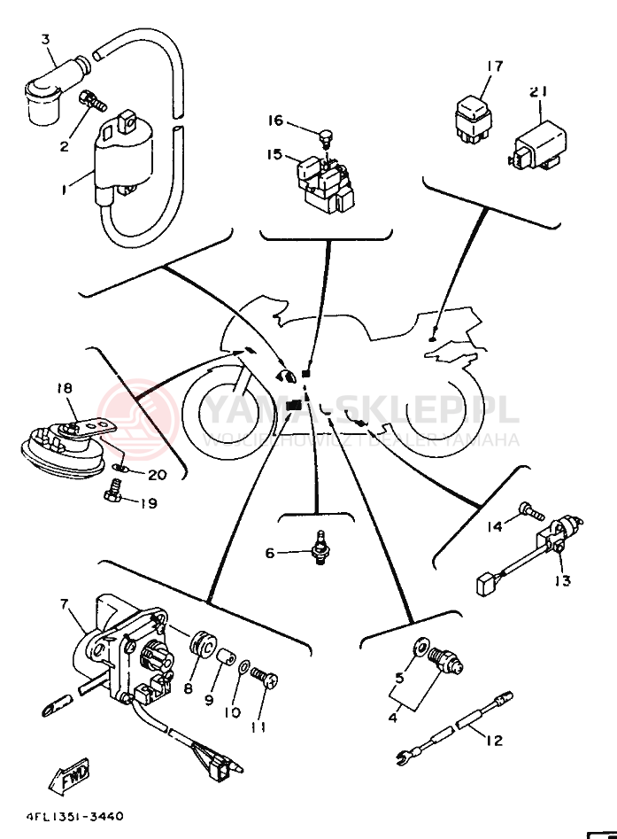Schemat "układ elektryczny" do Yamaha TZR125