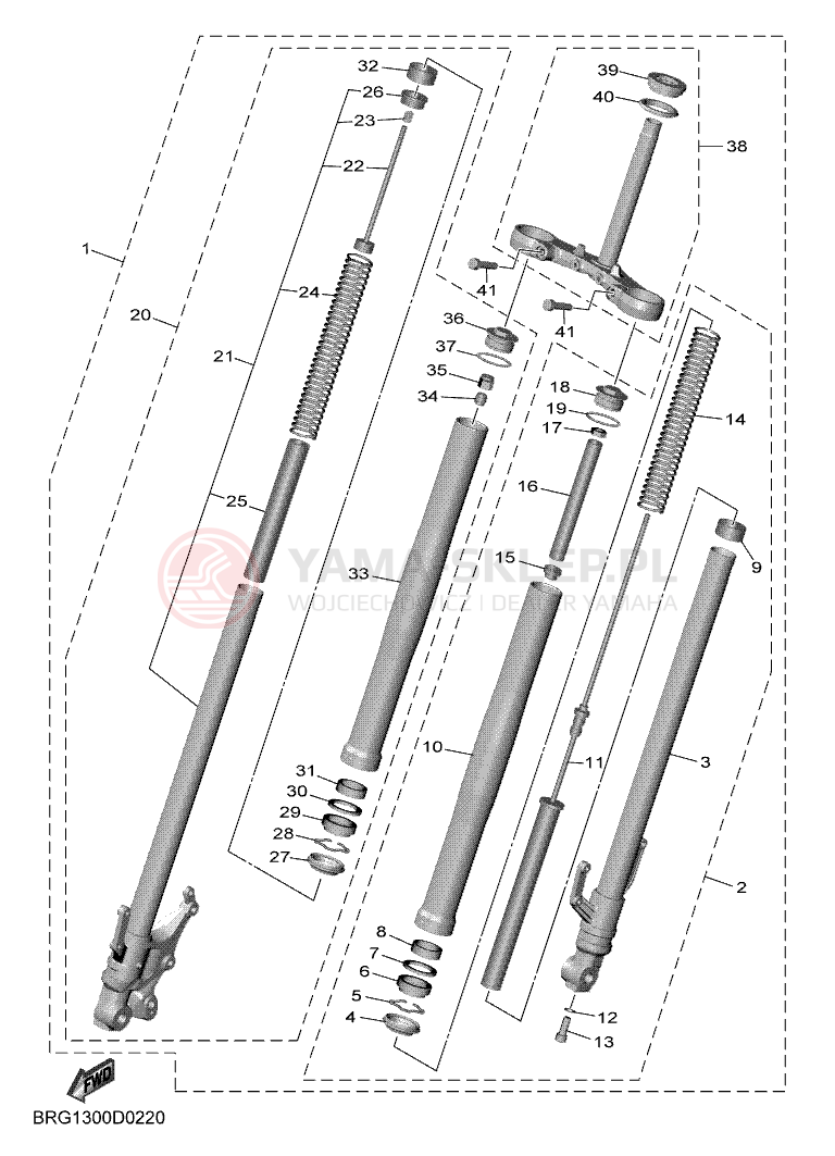 Schemat "Amortyzatory przód" do Yamaha MT-03