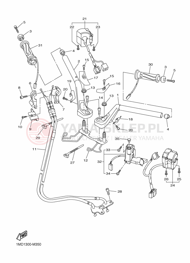 Schemat "Kierownica i osprzęt" do Yamaha FJR1300AS