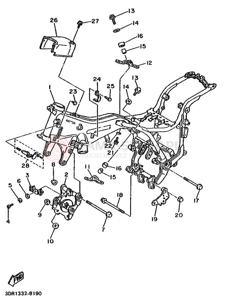 Schemat "rama" do Yamaha XV1100 VIRAGO