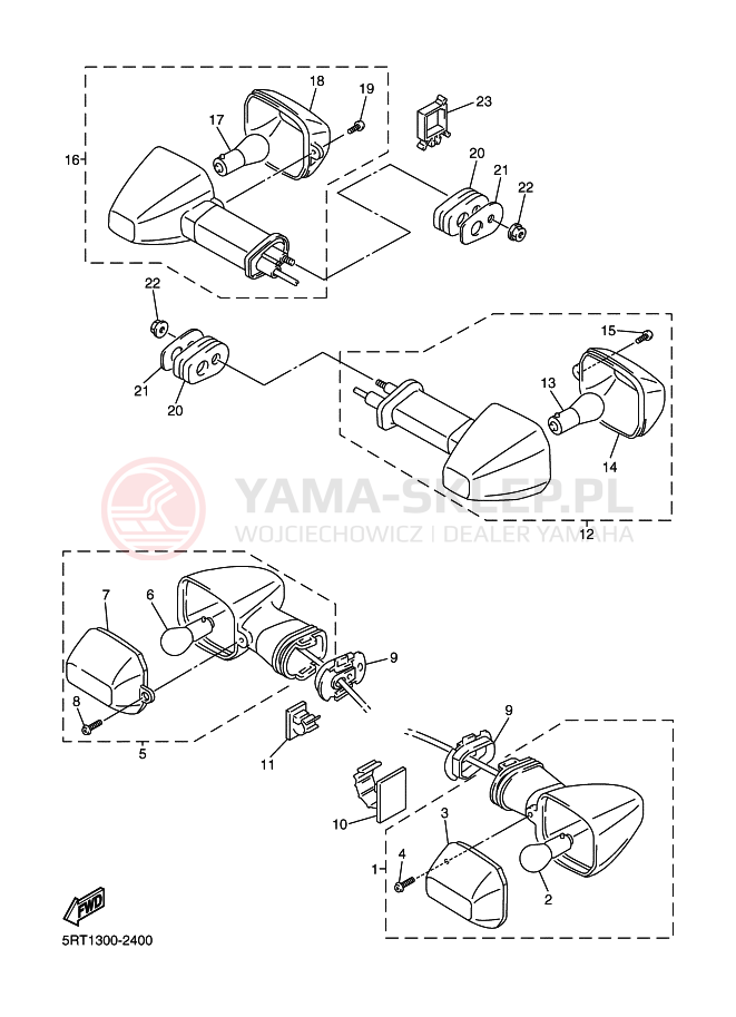 Schemat "kierunkowskazy" do Yamaha FZS600 FAZER