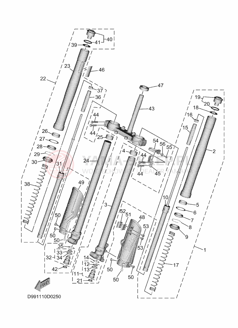 Schemat "Amortyzatory przód" do Yamaha YZ65