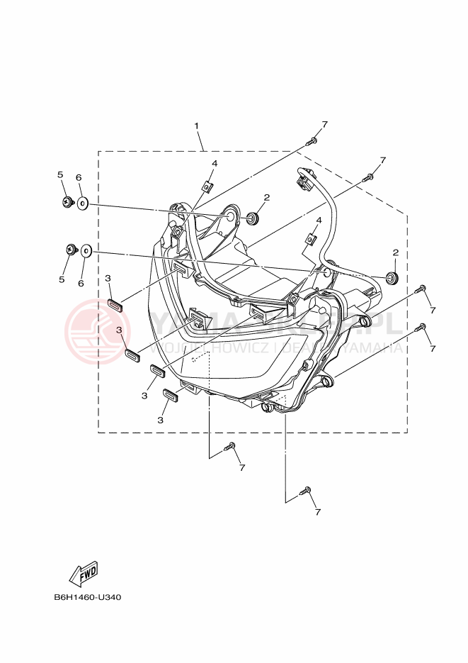 Schemat "Lampa przód" do Yamaha NMAX 155