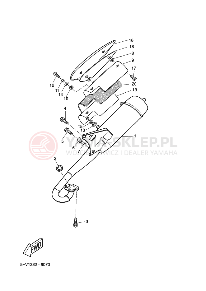 Schemat "Wydech końcowy" do Yamaha FLIPPER