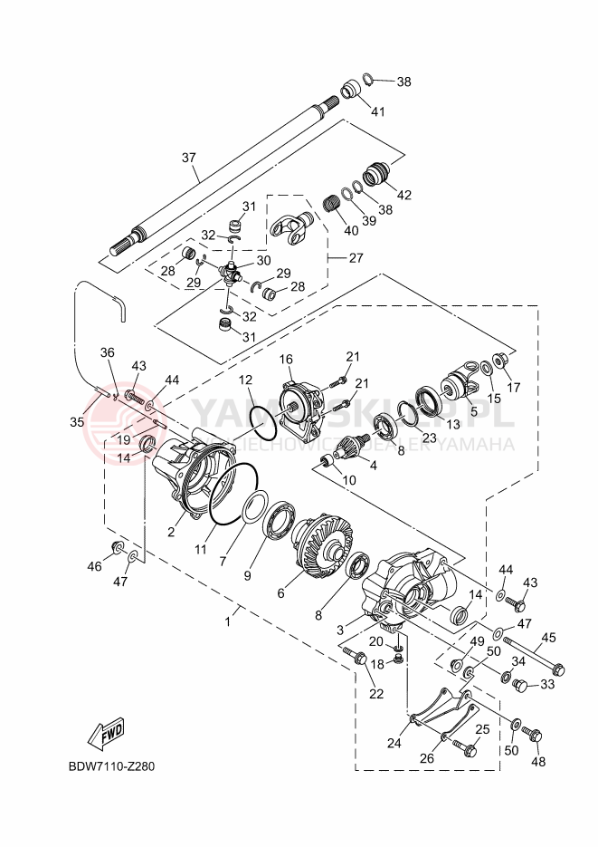 Schemat "Wał napędowy przód" do Yamaha YXZ1000R
