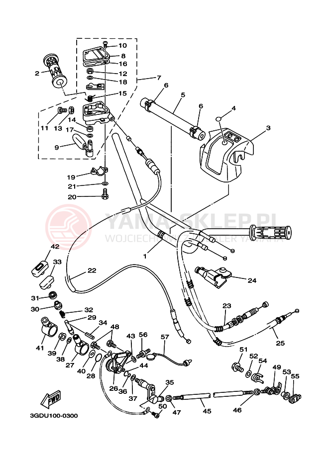 Schemat "Kierownica i osprzęt" do Yamaha WARRIOR