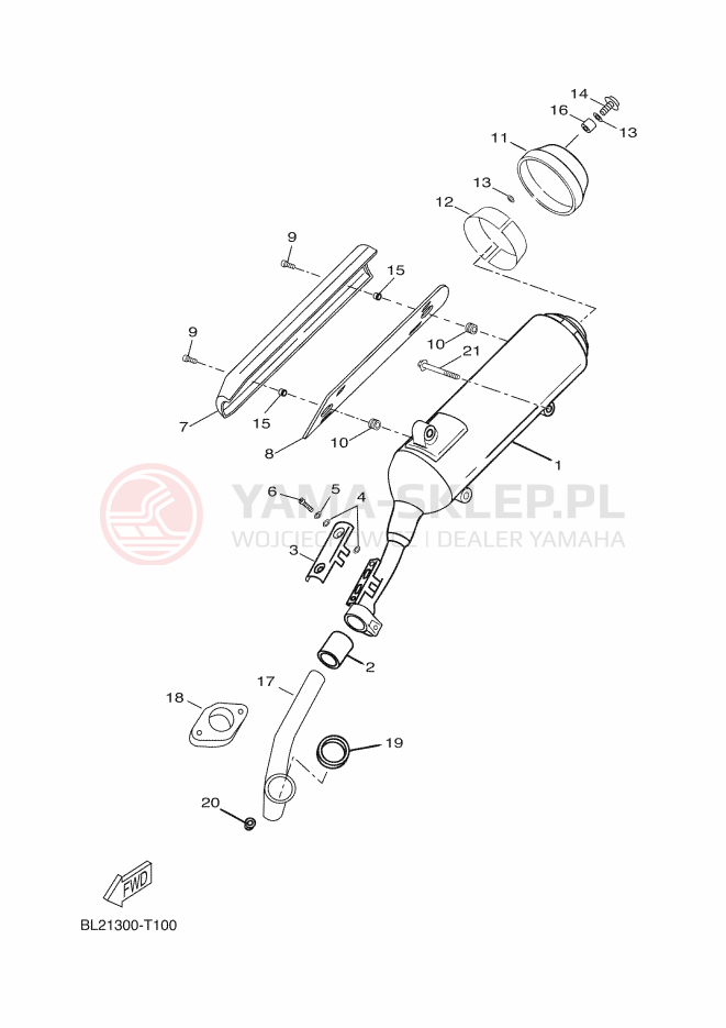 Schemat "Wydech końcowy" do Yamaha X-MAX 125 ABS