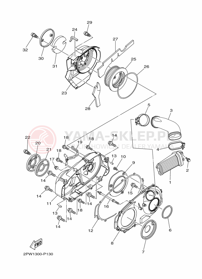 Schemat "Pokrywa silnika" do Yamaha TMAX