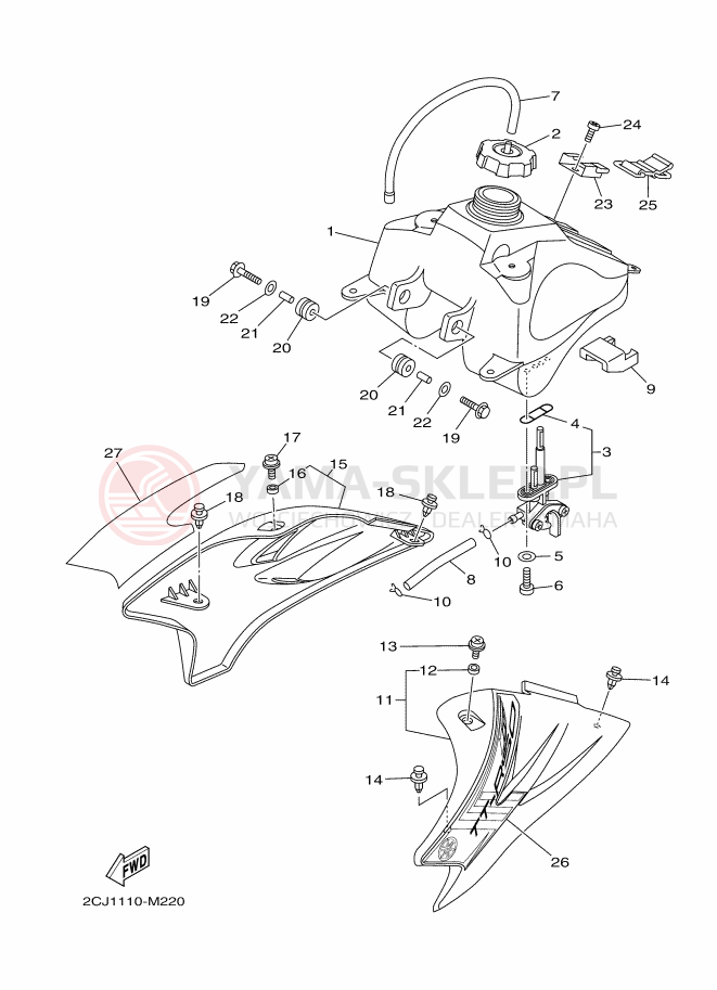 Schemat "zbiornik paliwa" do Yamaha TT-R50E