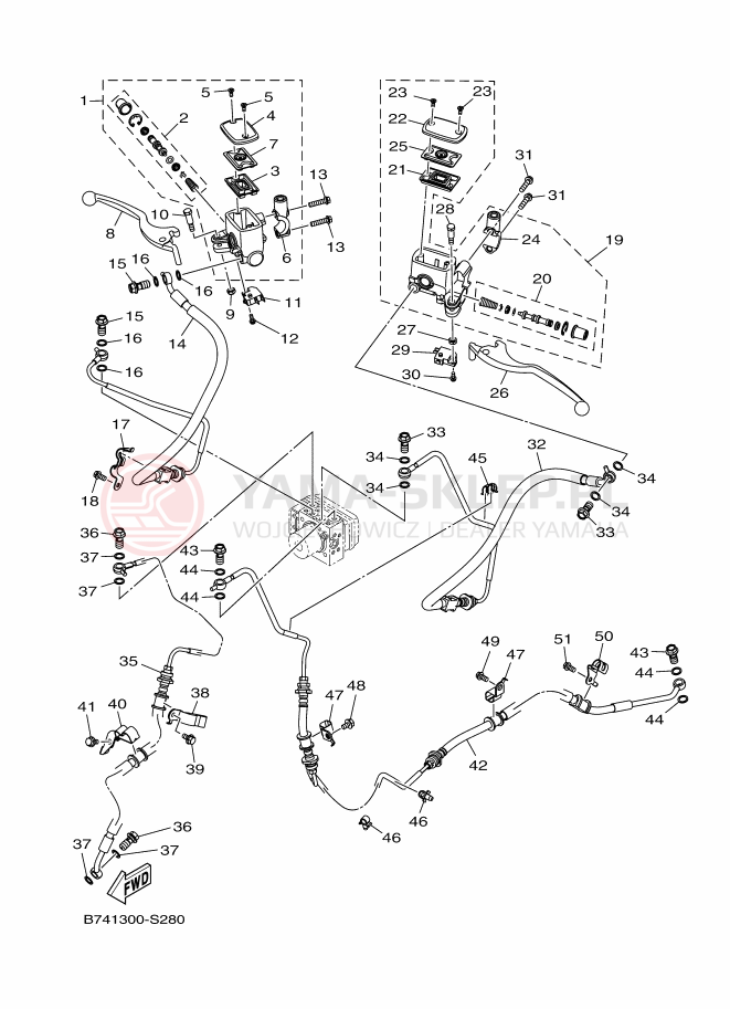Schemat "Pompa hamulcowa przednia" do Yamaha X-MAX 300