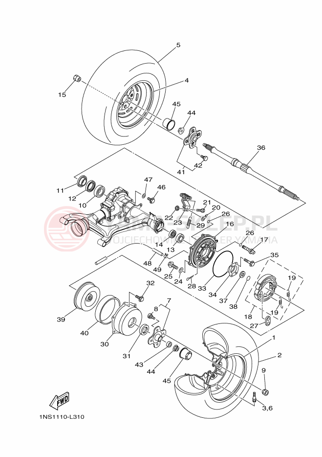Schemat "Koło tył" do Yamaha GRIZZLY 350 2WD