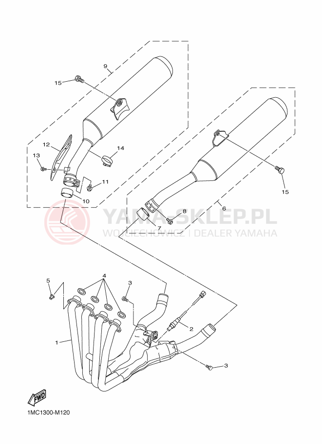 Schemat "Wydech końcowy" do Yamaha FJR1300A