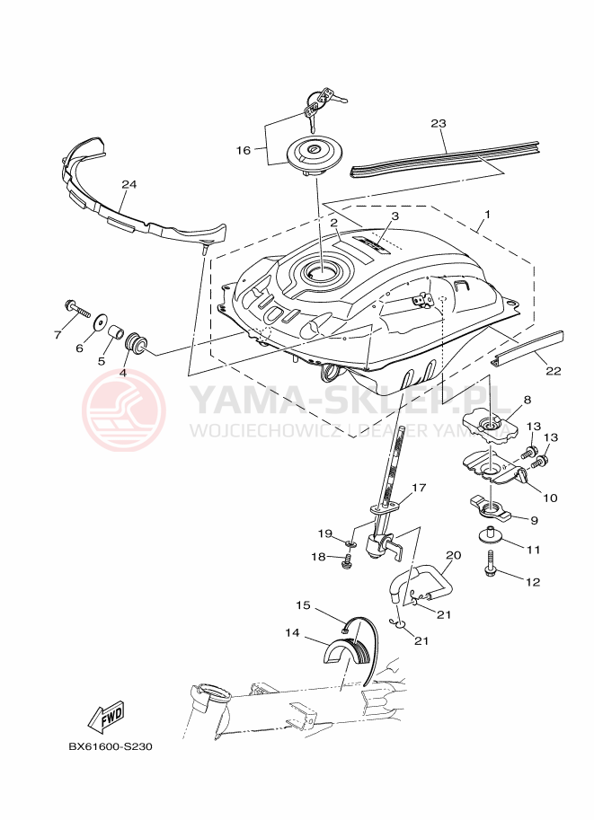 Schemat "zbiornik paliwa" do Yamaha YC110D-4