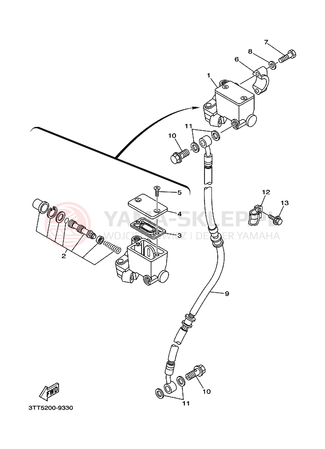 Schemat "Pompa hamulcowa przednia" do Yamaha DT125