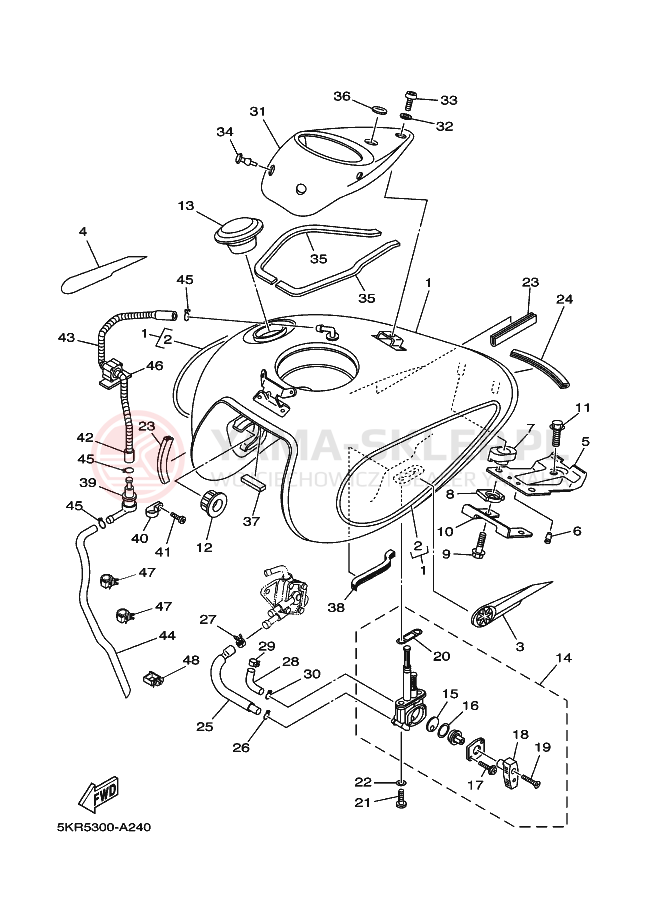 Schemat "zbiornik paliwa" do Yamaha XVS250