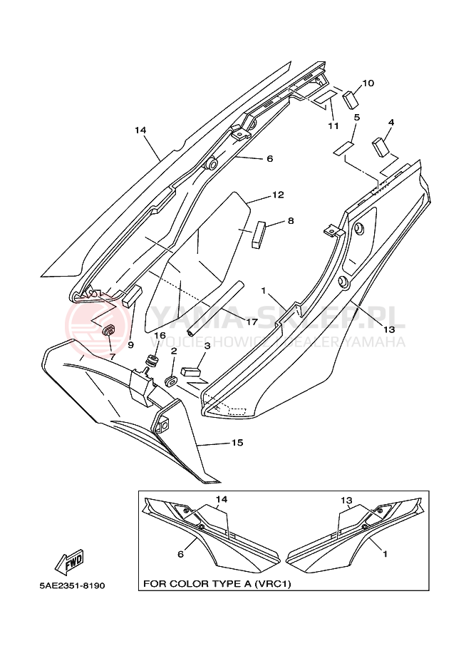 Schemat "Pokrywa boczna" do Yamaha TDR125