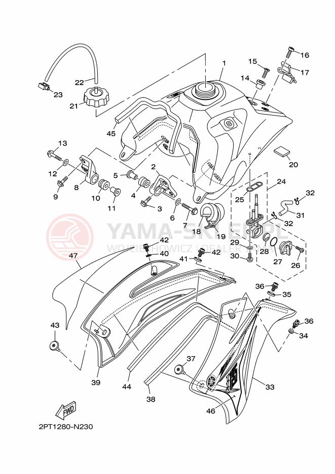 Schemat "zbiornik paliwa" do Yamaha TT-R125LWE