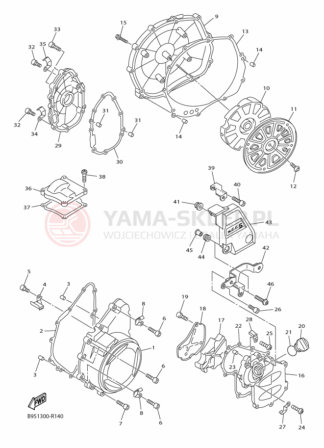 Schemat "Pokrywa silnika" do Yamaha FJR1300AS
