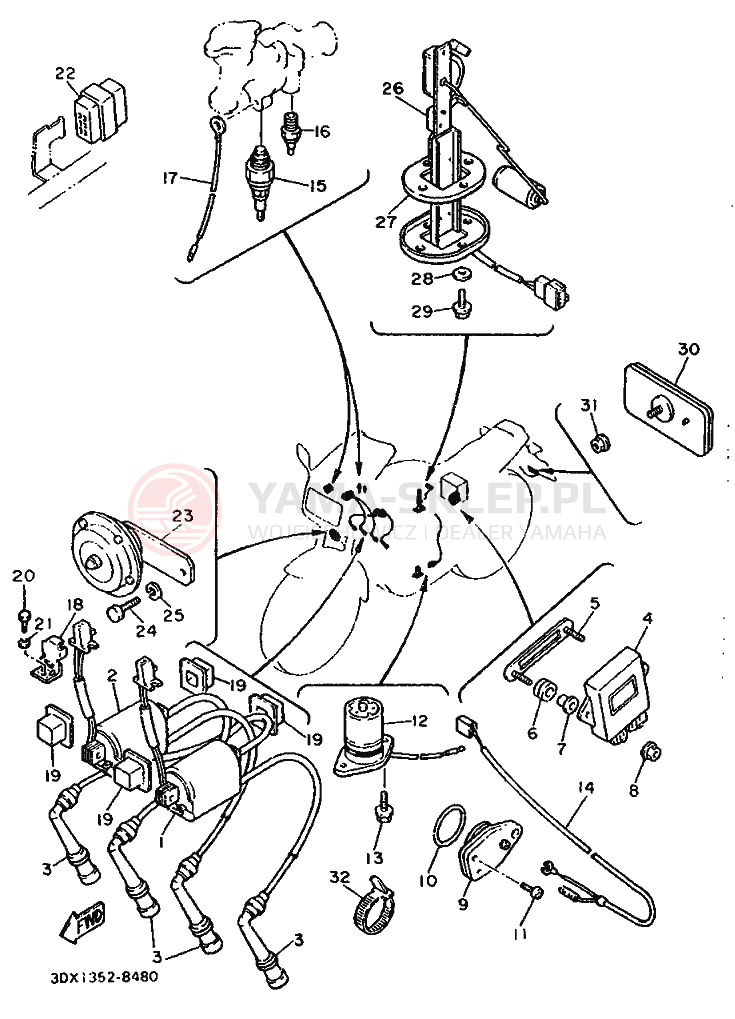 Schemat "układ elektryczny" do Yamaha FZ750 GENESIS