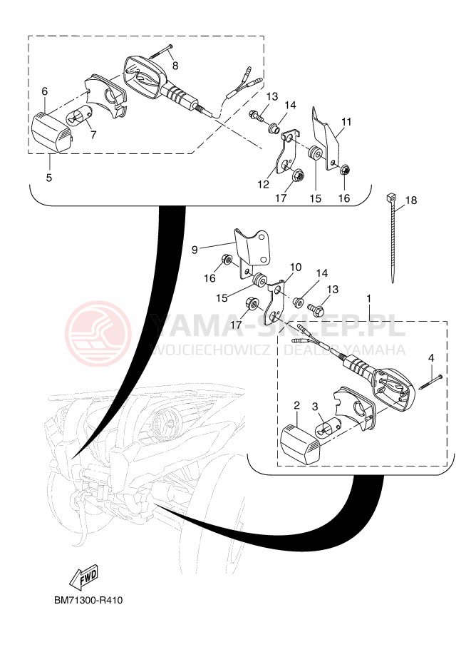Schemat "kierunkowskazy" do Yamaha GRIZZLY 450 EPS