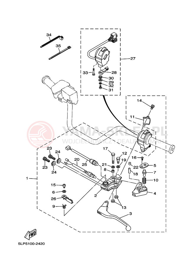 Schemat "Kierownica i osprzęt" do Yamaha YFM660RR