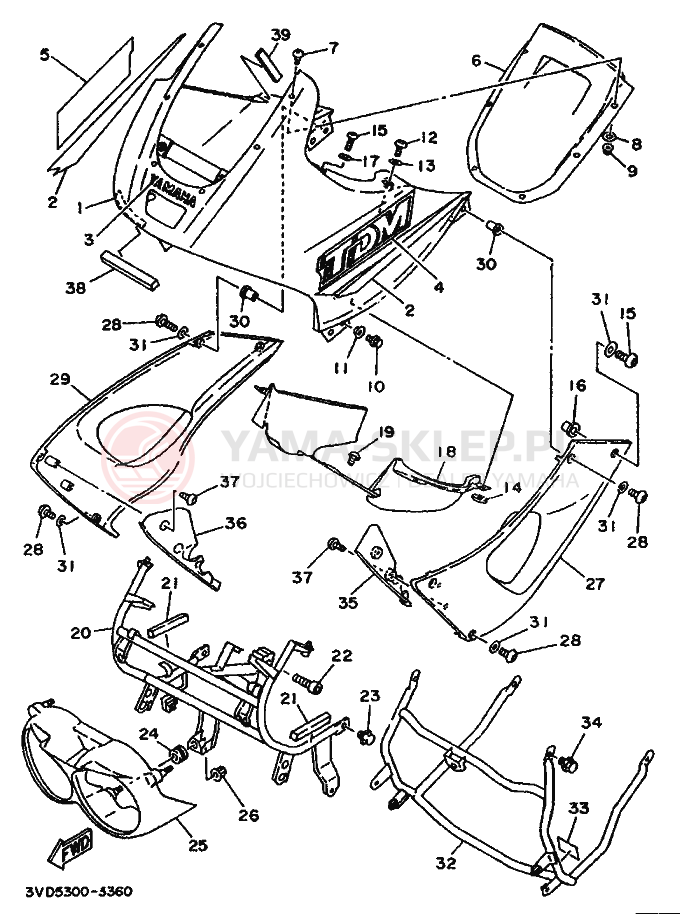 Schemat "Obudowa silnika" do Yamaha TDM850