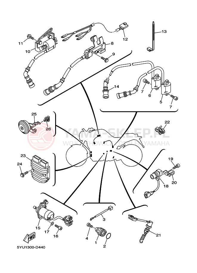 Schemat "układ elektryczny" do Yamaha MT01