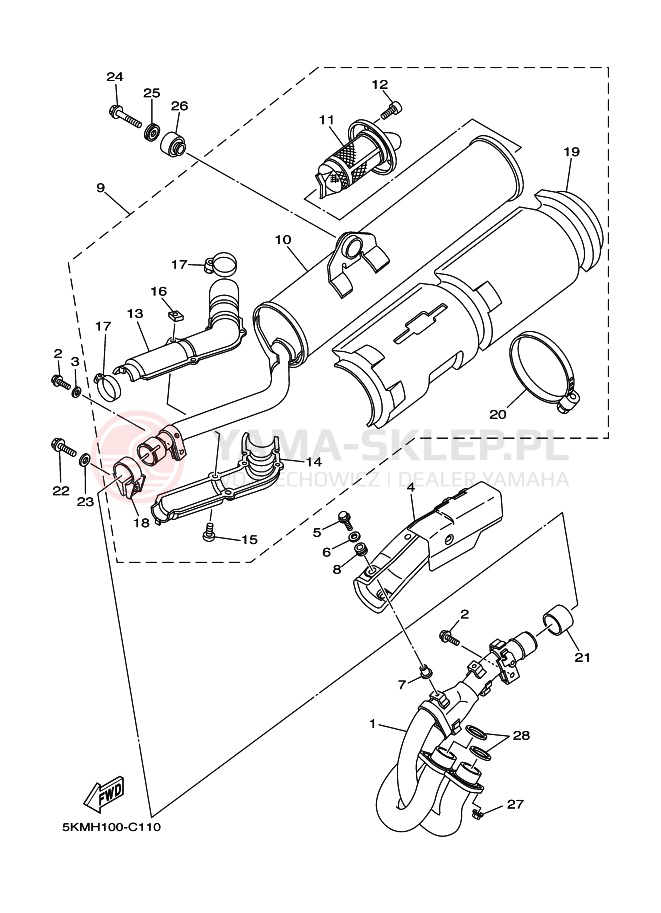 Schemat "Wydech końcowy" do Yamaha GRIZZLY