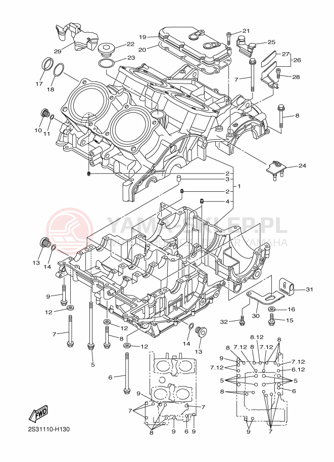 Schemat "Obudowa silnika" do Yamaha VMAX17