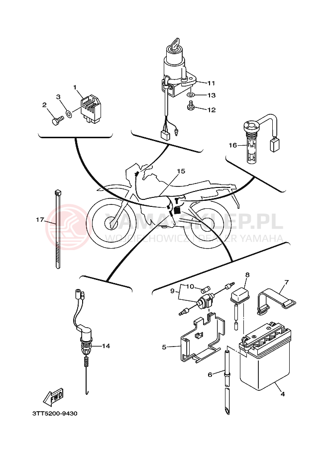 Schemat "układ elektryczny" do Yamaha DT175 DT175L