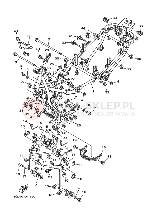 Schemat "rama" do Yamaha TMAX