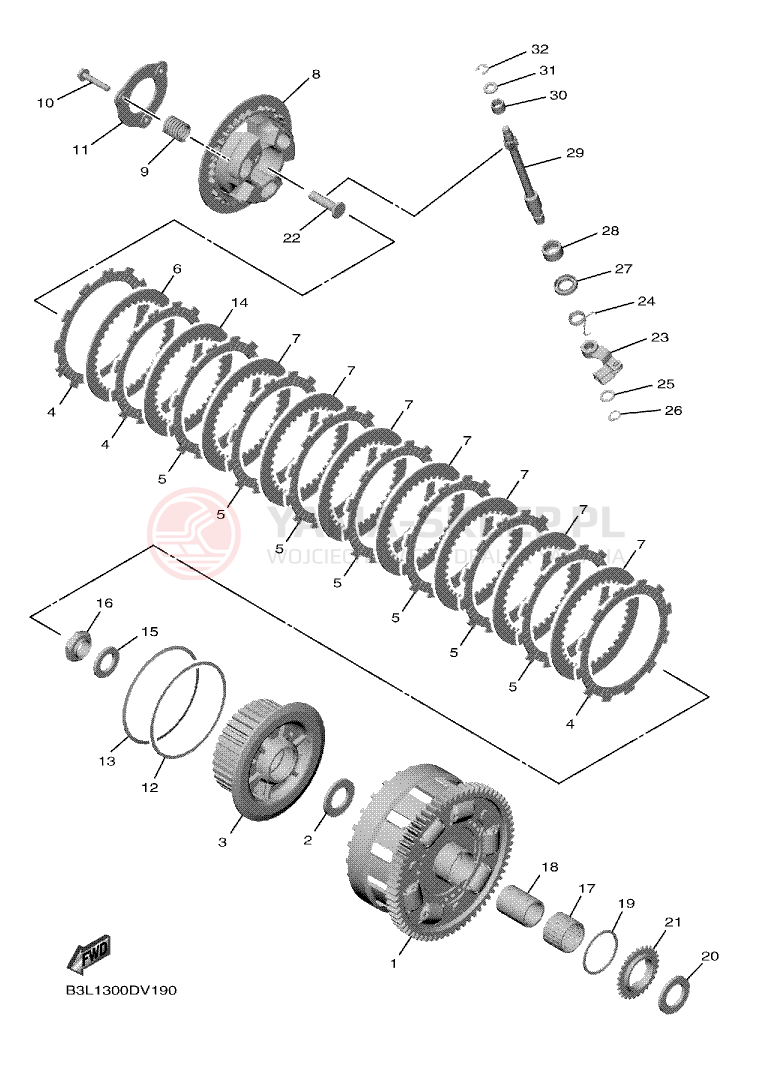 Schemat "sprzęgło" do Yamaha YZF1000D YZF-R1M