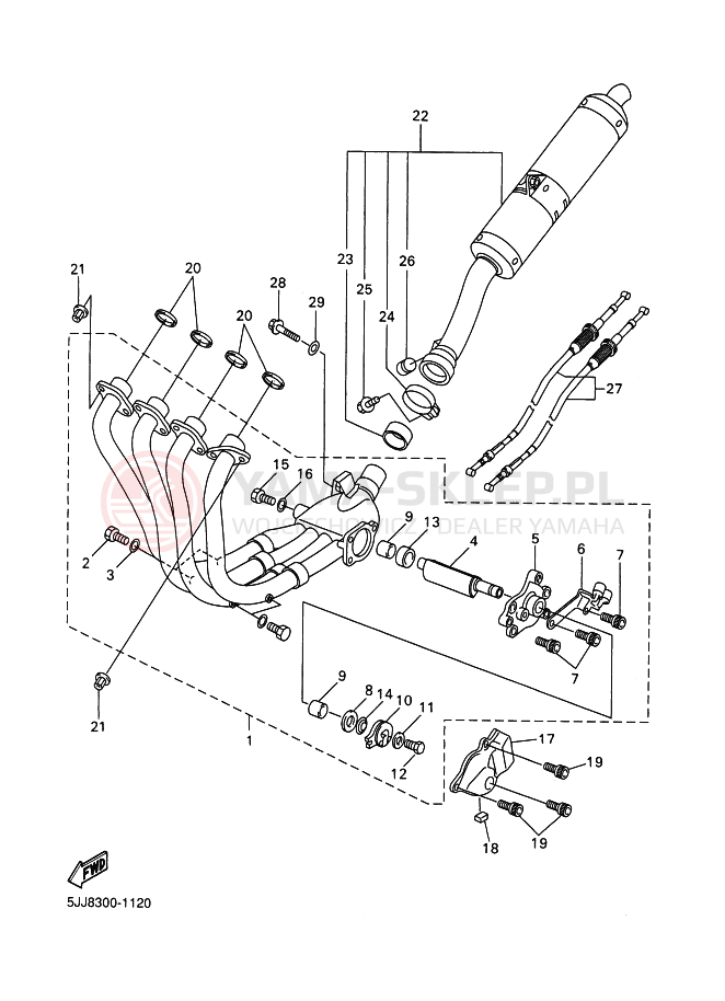 Schemat "Wydech końcowy" do Yamaha YZF-R1 R1