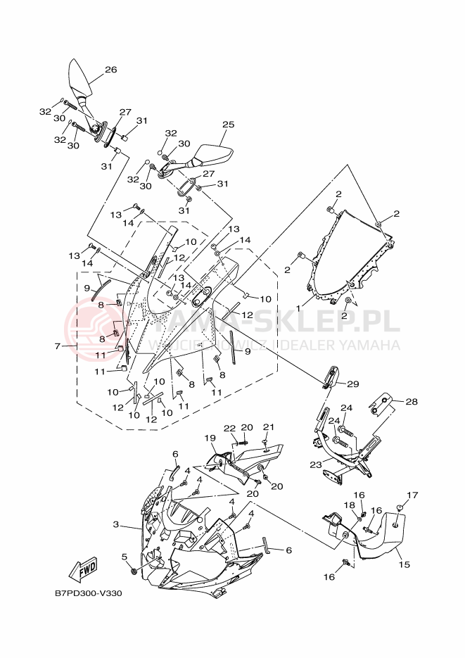 Schemat "Szyba" do Yamaha YZF-R3