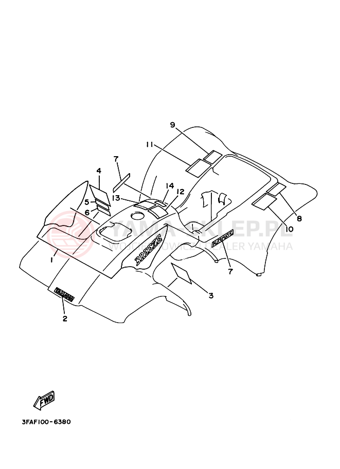 Schemat "naklejki" do Yamaha BREEZE