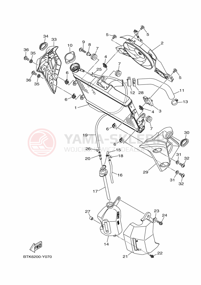 Schemat "Układ chlodzenia" do Yamaha MT-07