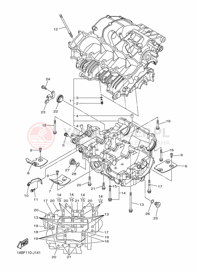 Schemat "Obudowa silnika" do Yamaha YZF-R1
