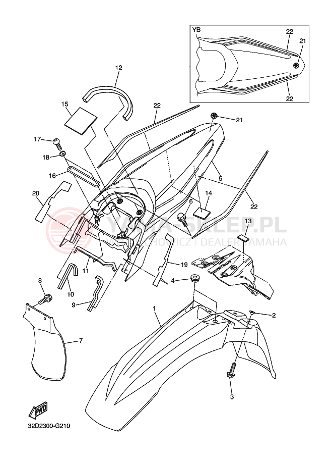 Schemat "błotnik" do Yamaha WR250X