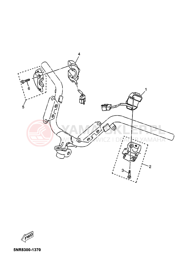 Schemat "Kierownica i osprzęt" do Yamaha MAJESTY 125