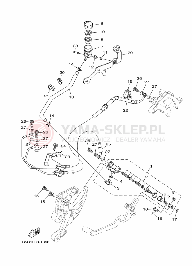 Schemat "Pompa hamulcowa tył" do Yamaha TRACER 900