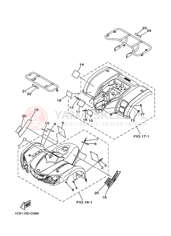 Schemat "naklejki" do Yamaha GRIZZLY