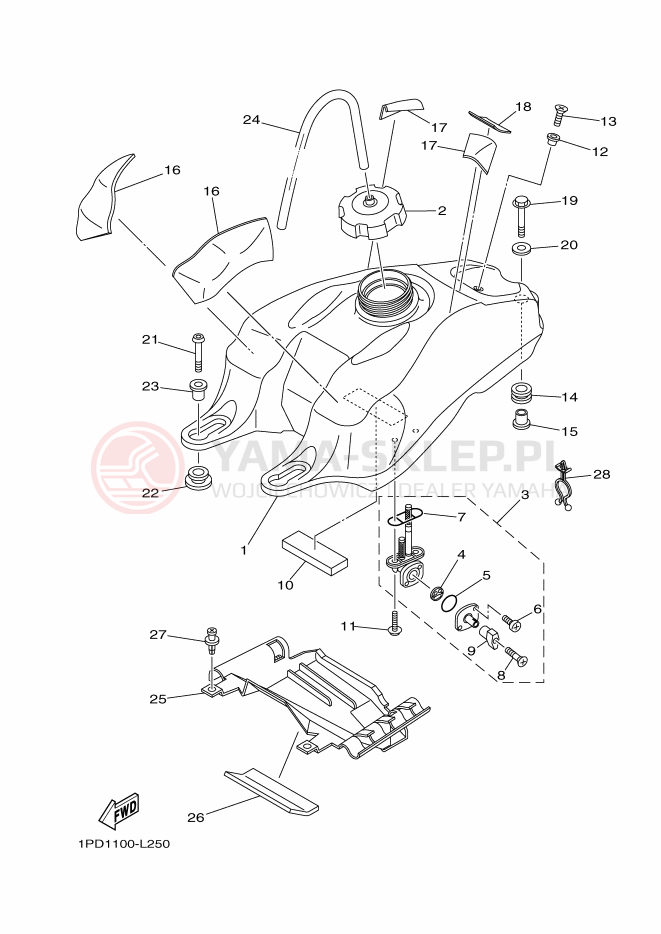 Schemat "zbiornik paliwa" do Yamaha YFZ450B