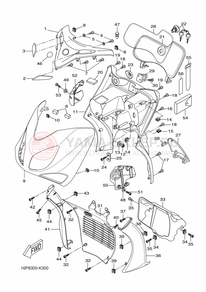 Schemat "Nadwozie przód" do Yamaha XCITY