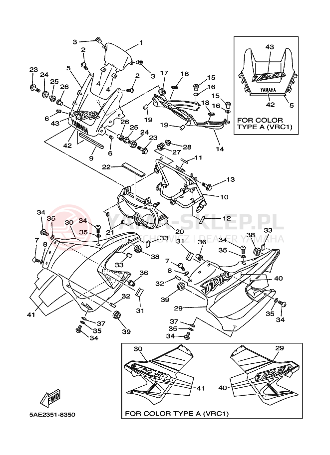 Schemat "elementy nadwozia" do Yamaha TDR125