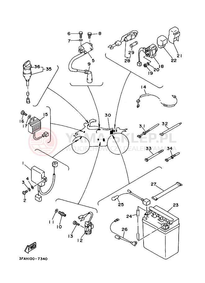 Schemat "układ elektryczny" do Yamaha BREEZE