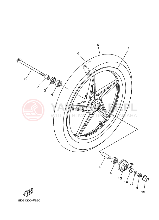 Schemat "KOŁO PRZEDNIE" do Yamaha T135FI